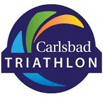 Logo with 'Carlsbad Triathlon' and colorful wave design.