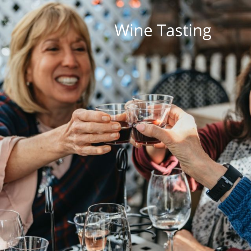 a person sitting at a table with wine glasses