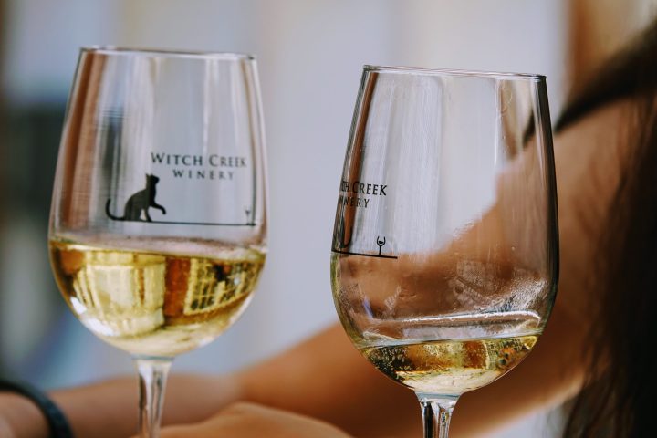 a close up of a wine glass