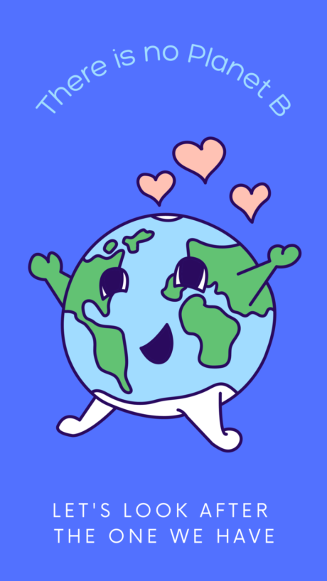 Bright blue Happy Earth Instagram Story a close up of a logo