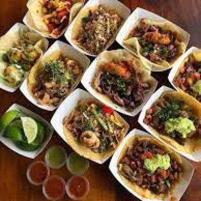 a plate of food on a wooden table