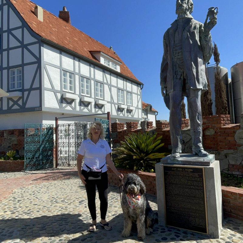 a group of people standing in front of a building