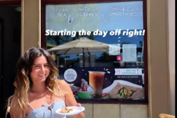 a person sitting on a table
