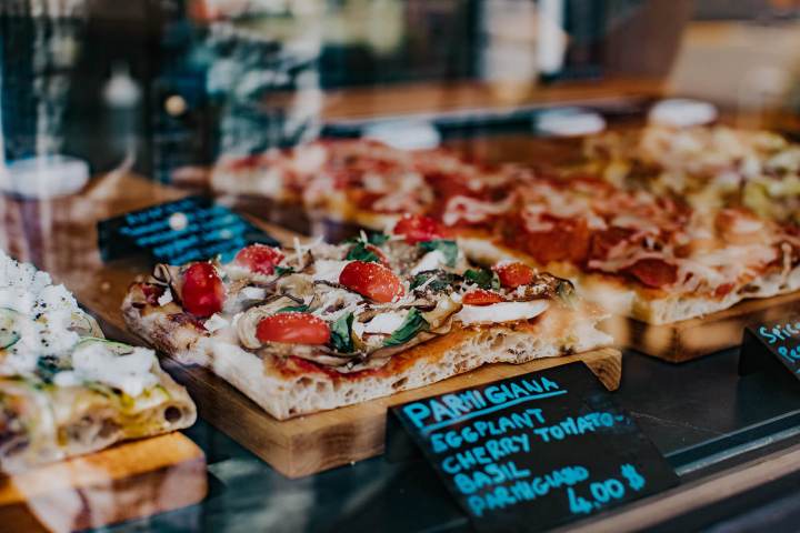a pizza sitting on top of a table