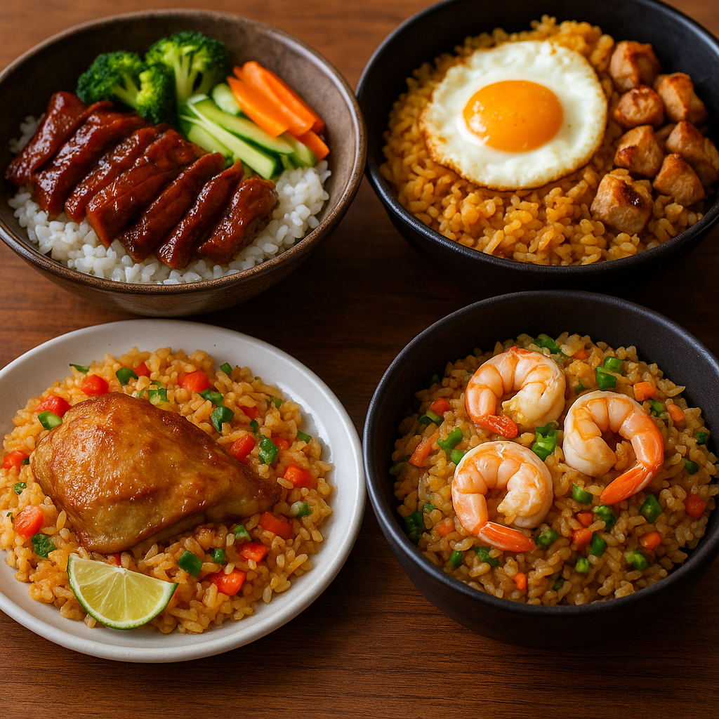 a bowl filled with different types of food on a table